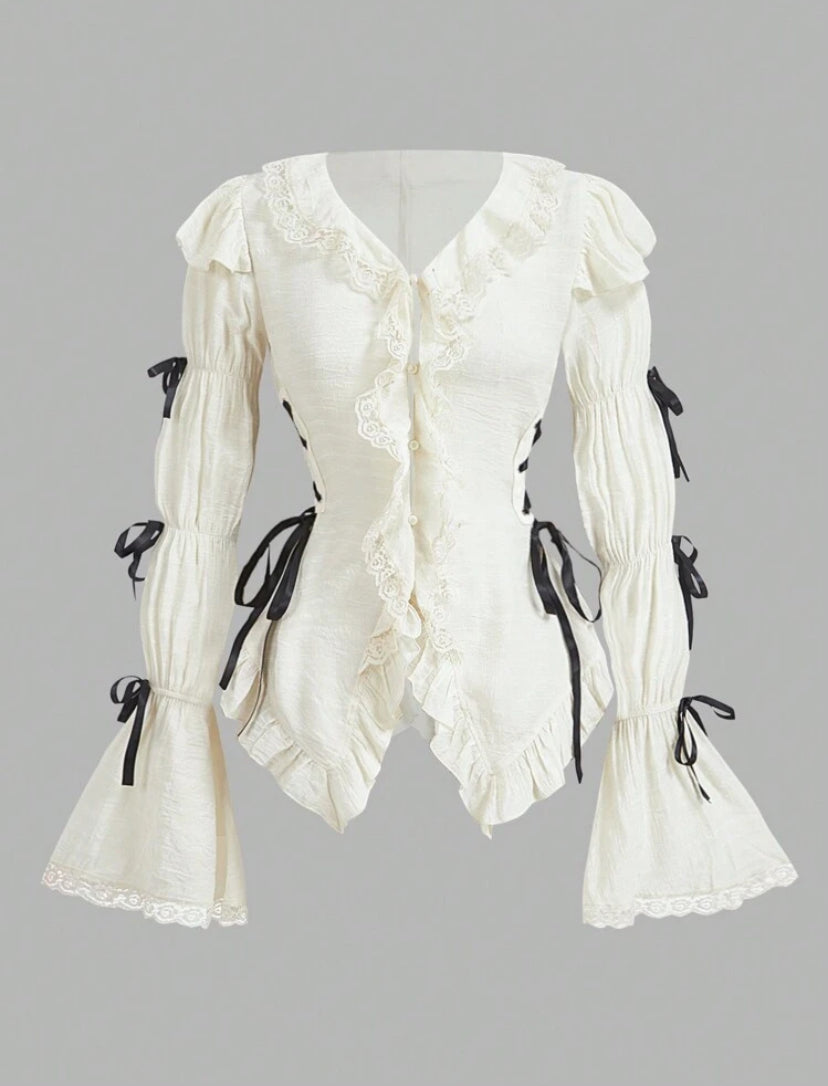 ruffle trim ladies shirt