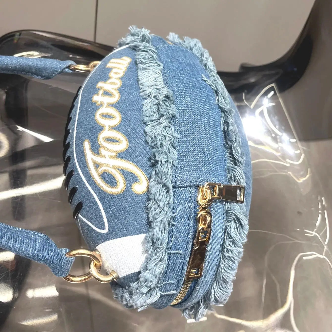 denim Ball shape Evening clutch Bag