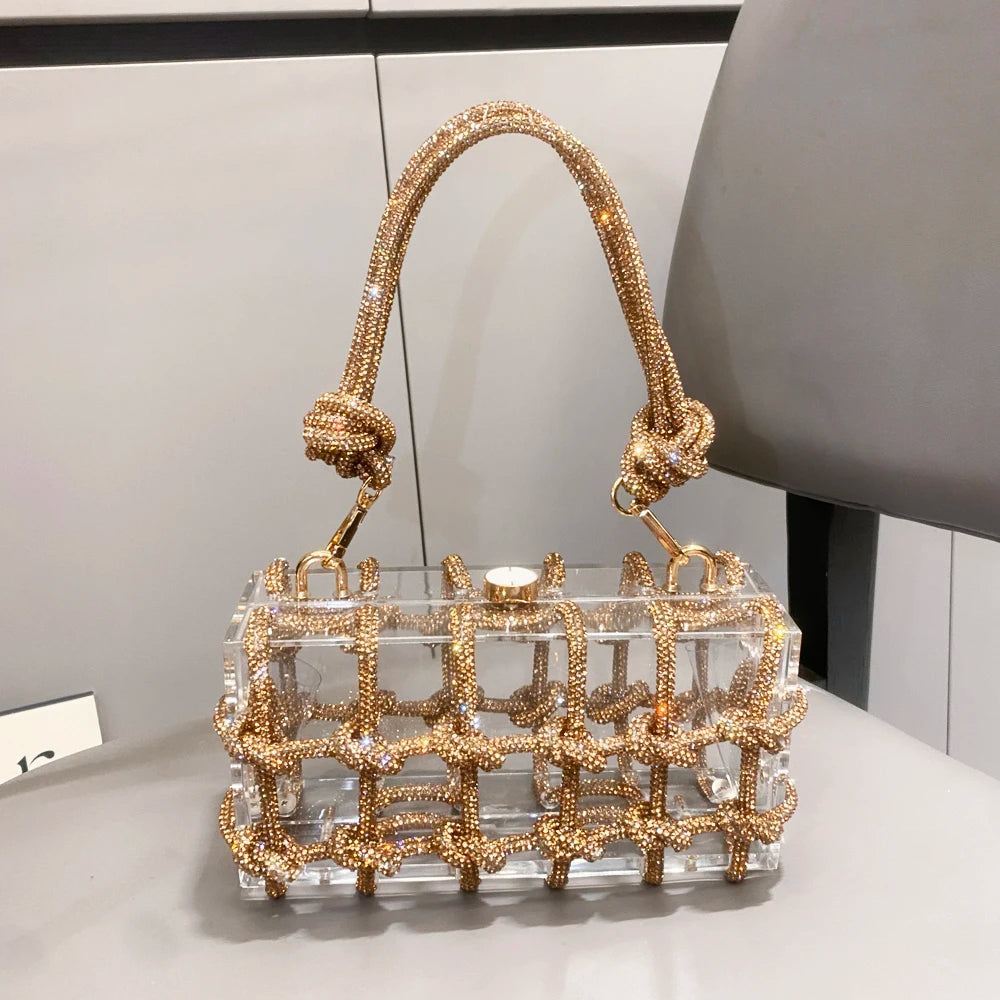 silver Crystal handmade Bag