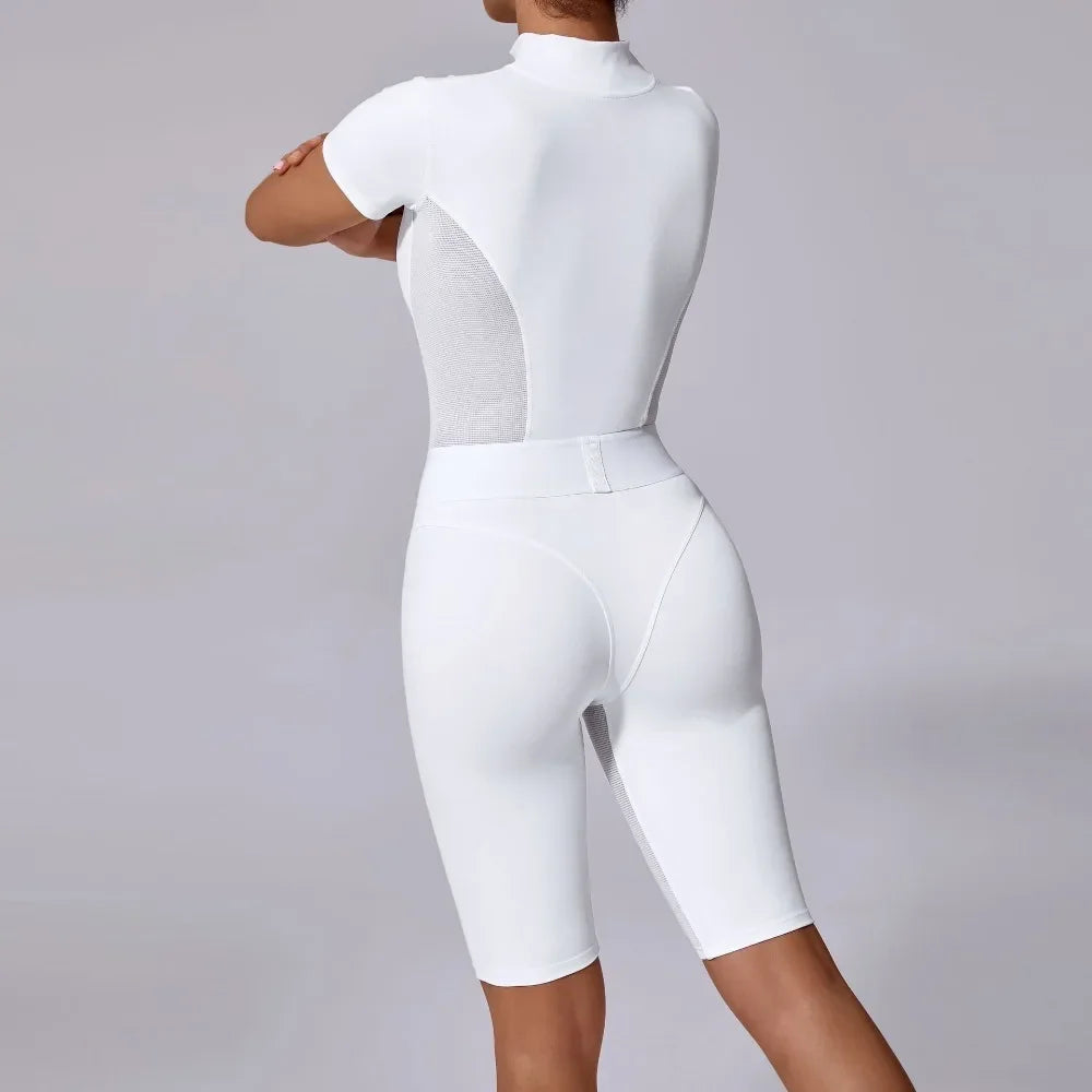 Hip-lifting Tights Short Sleeve Zipper Yoga Workout