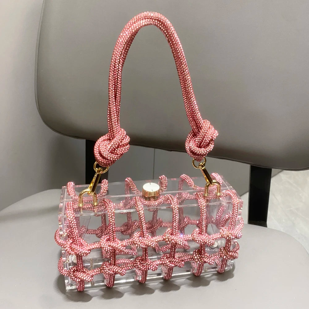 silver Crystal handmade Bag