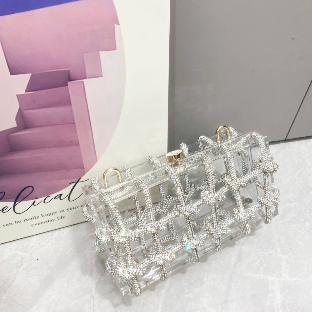 silver Crystal handmade Bag