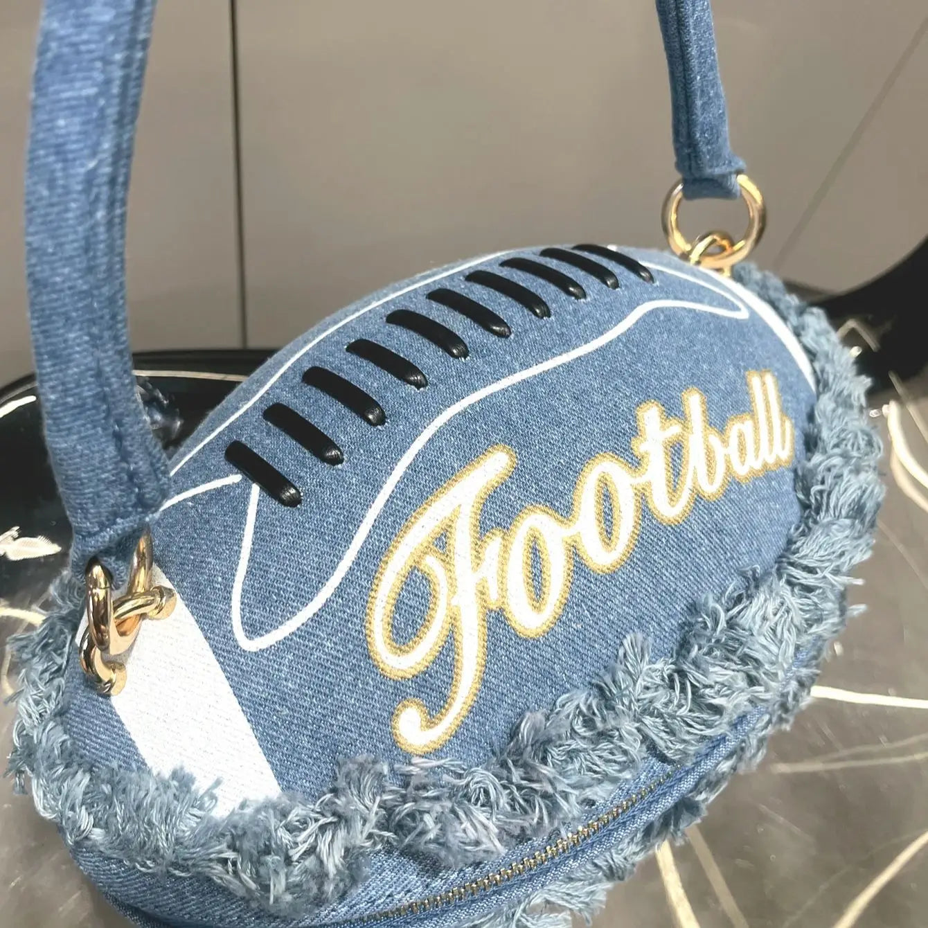 denim Ball shape Evening clutch Bag