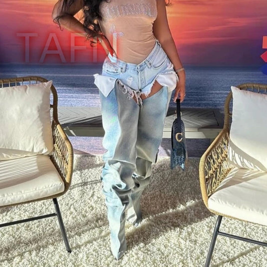 Blue Denim Over-the-knee Boots