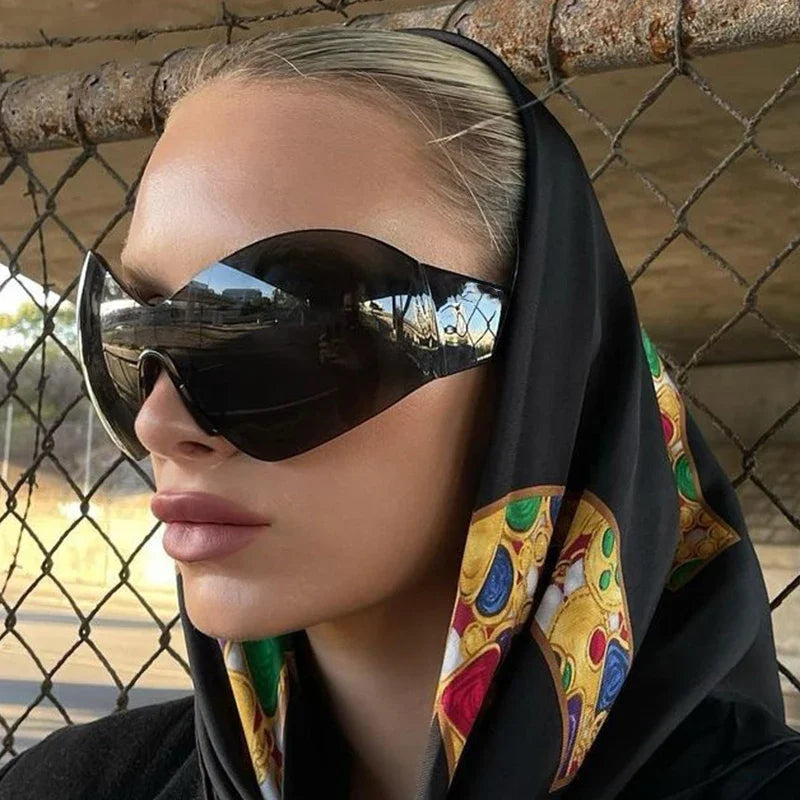 Oversized Punk Rimless Sunglasses