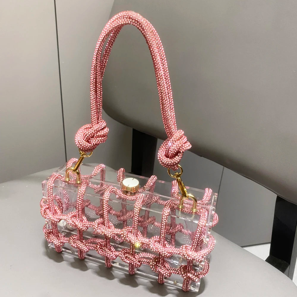 silver Crystal handmade Bag