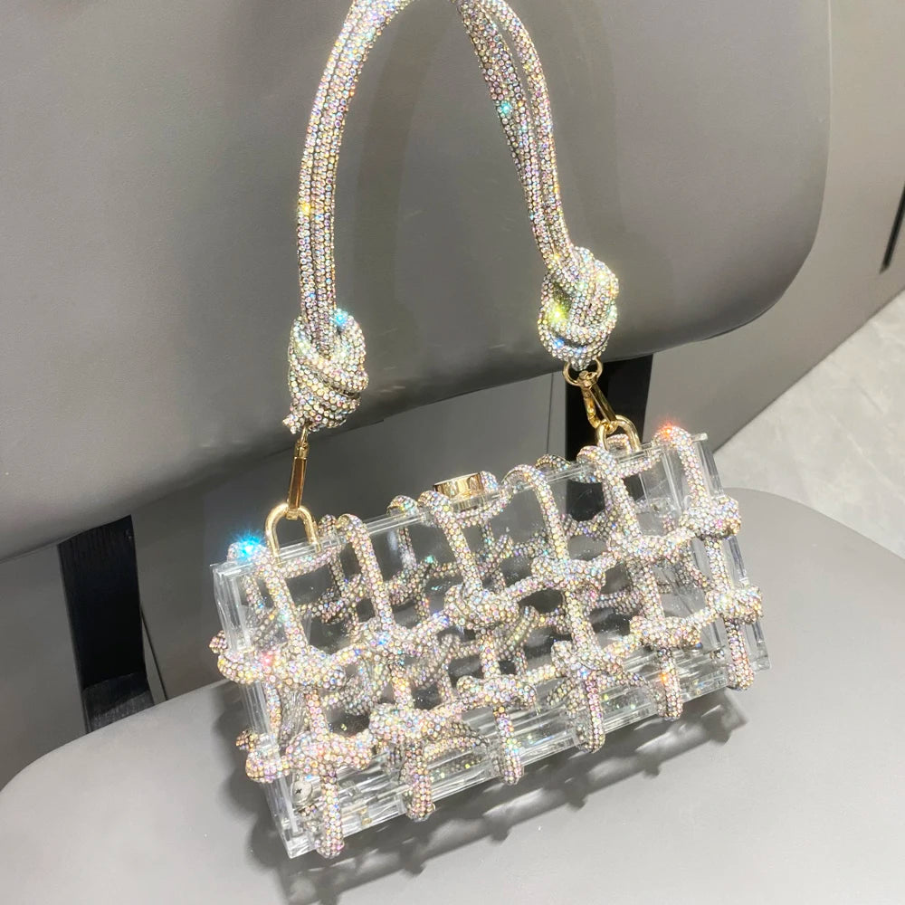silver Crystal handmade Bag