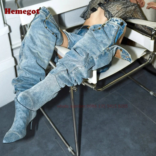 Toe Pleated Over The Knee Boots