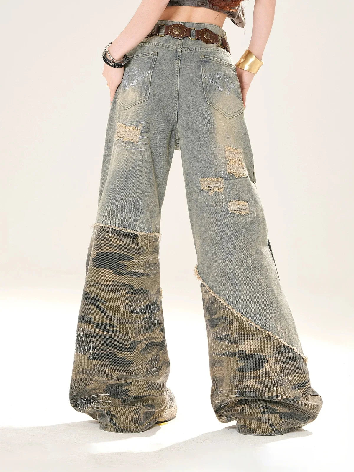 Baggy Camouflage Ripped Jeans