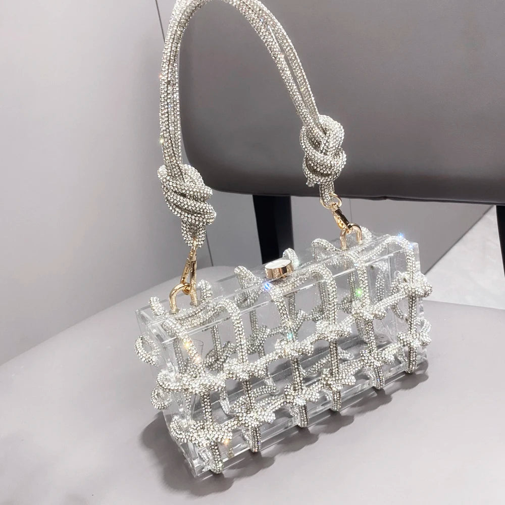 silver Crystal handmade Bag