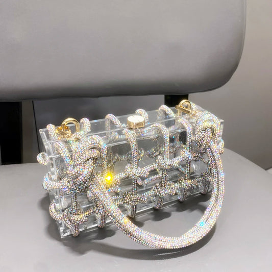 silver Crystal handmade Bag