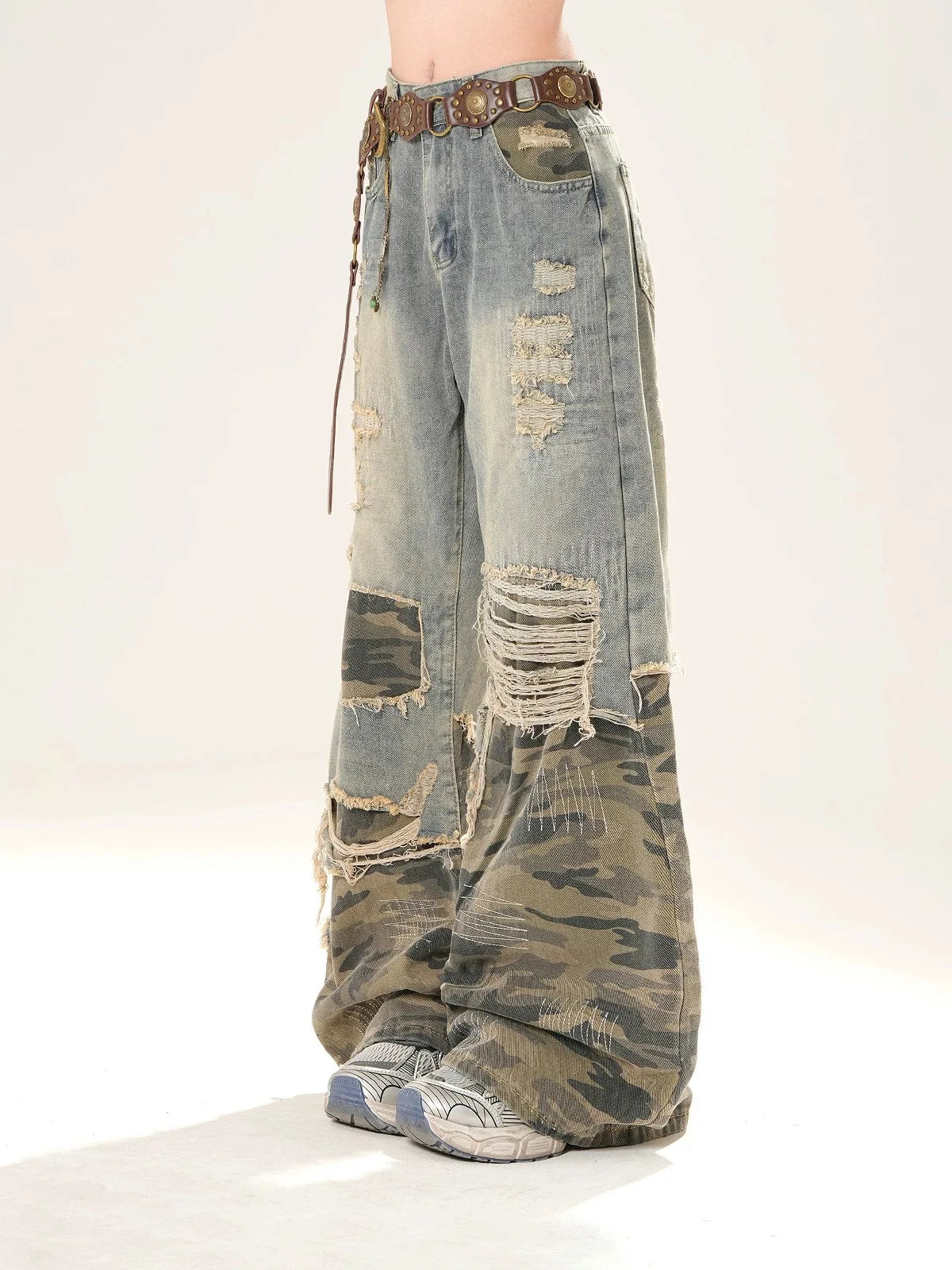 Baggy Camouflage Ripped Jeans