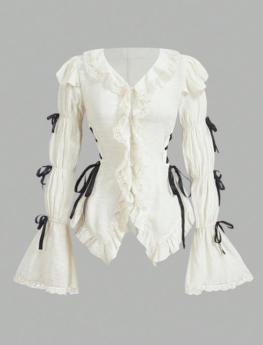 ruffle trim ladies shirt