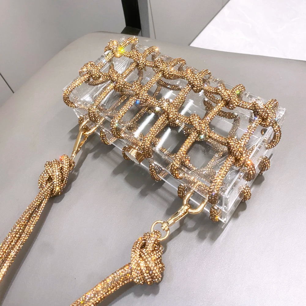 silver Crystal handmade Bag