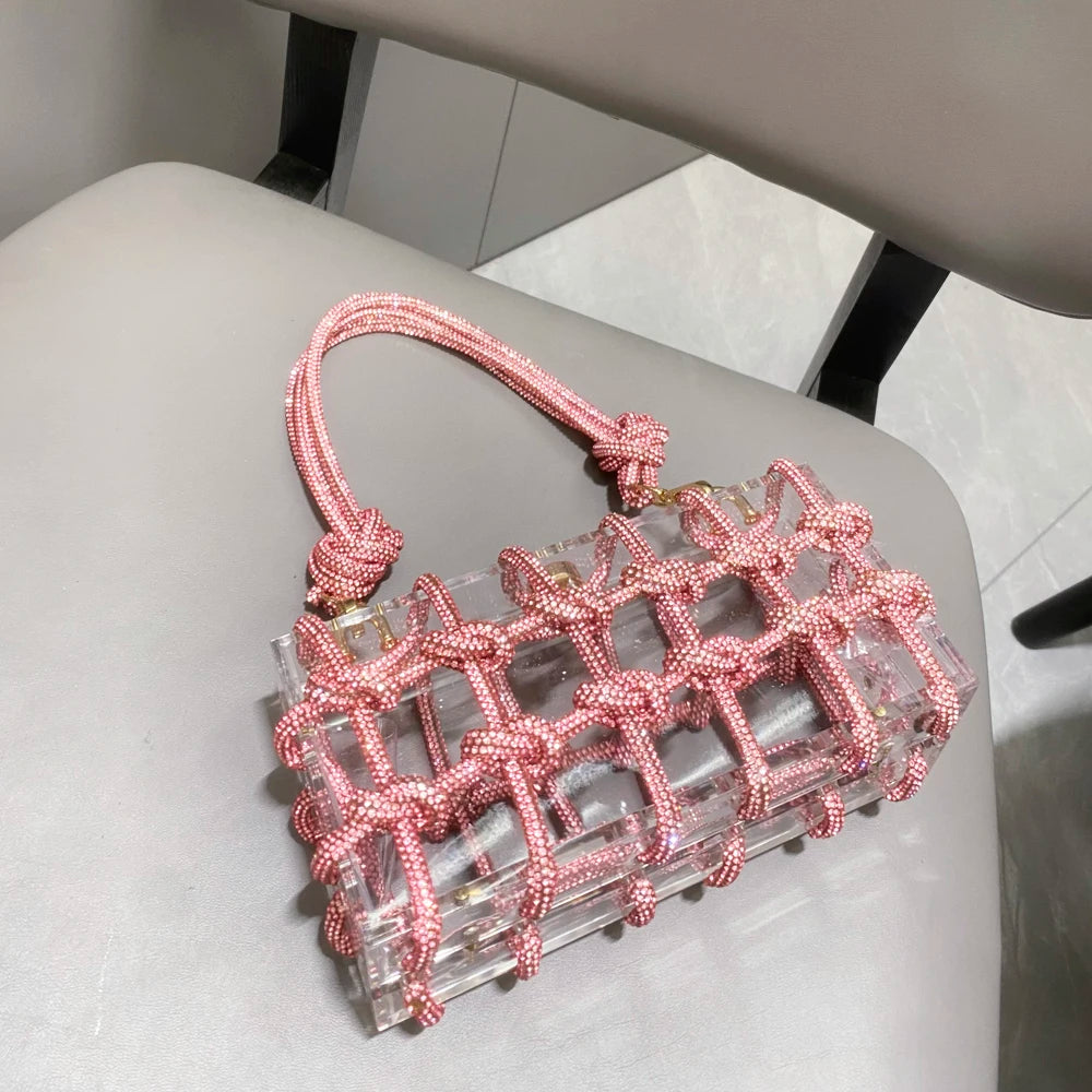 silver Crystal handmade Bag