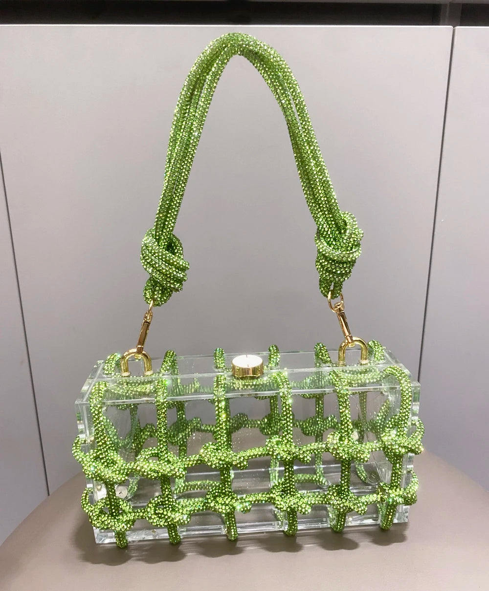 silver Crystal handmade Bag