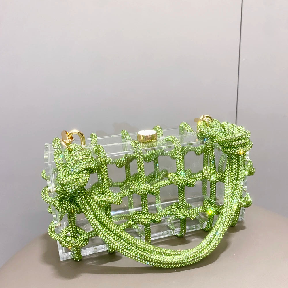 silver Crystal handmade Bag