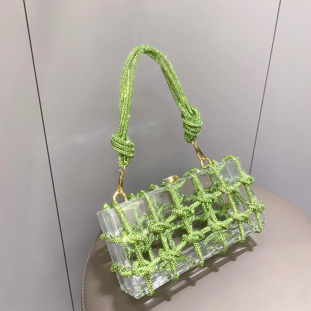 silver Crystal handmade Bag