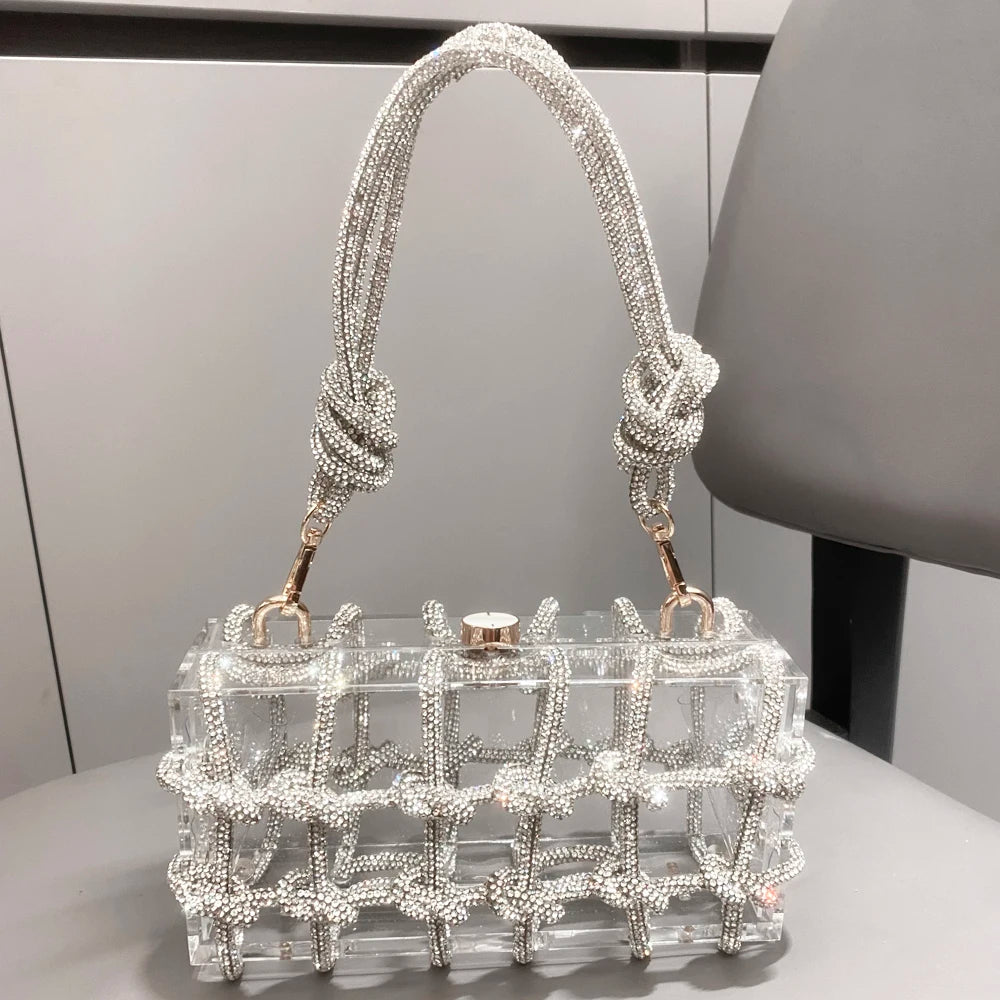 silver Crystal handmade Bag