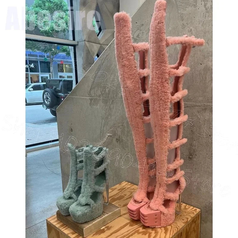 Chunky High Heels Party Runway