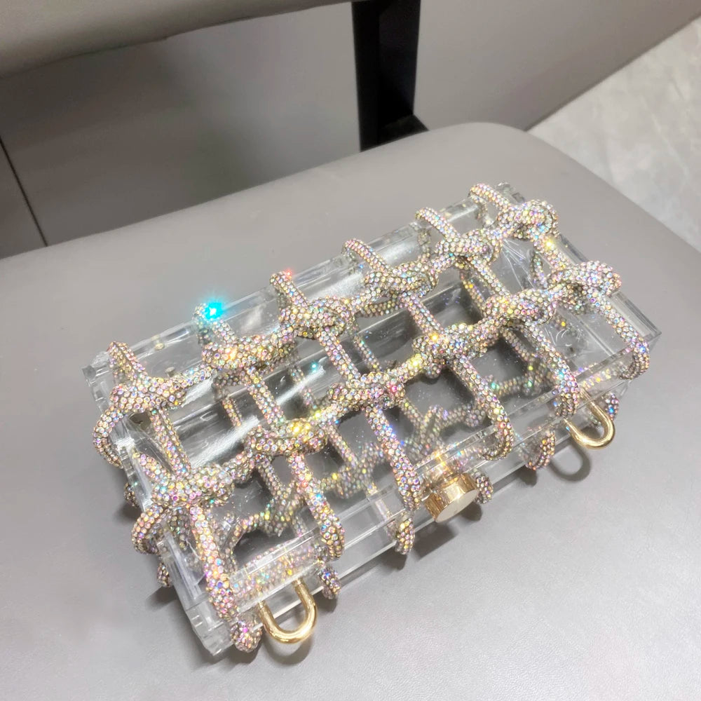 silver Crystal handmade Bag