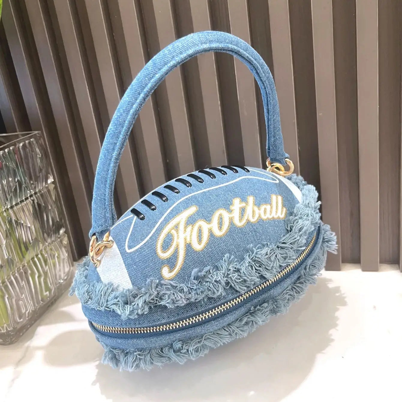 denim Ball shape Evening clutch Bag