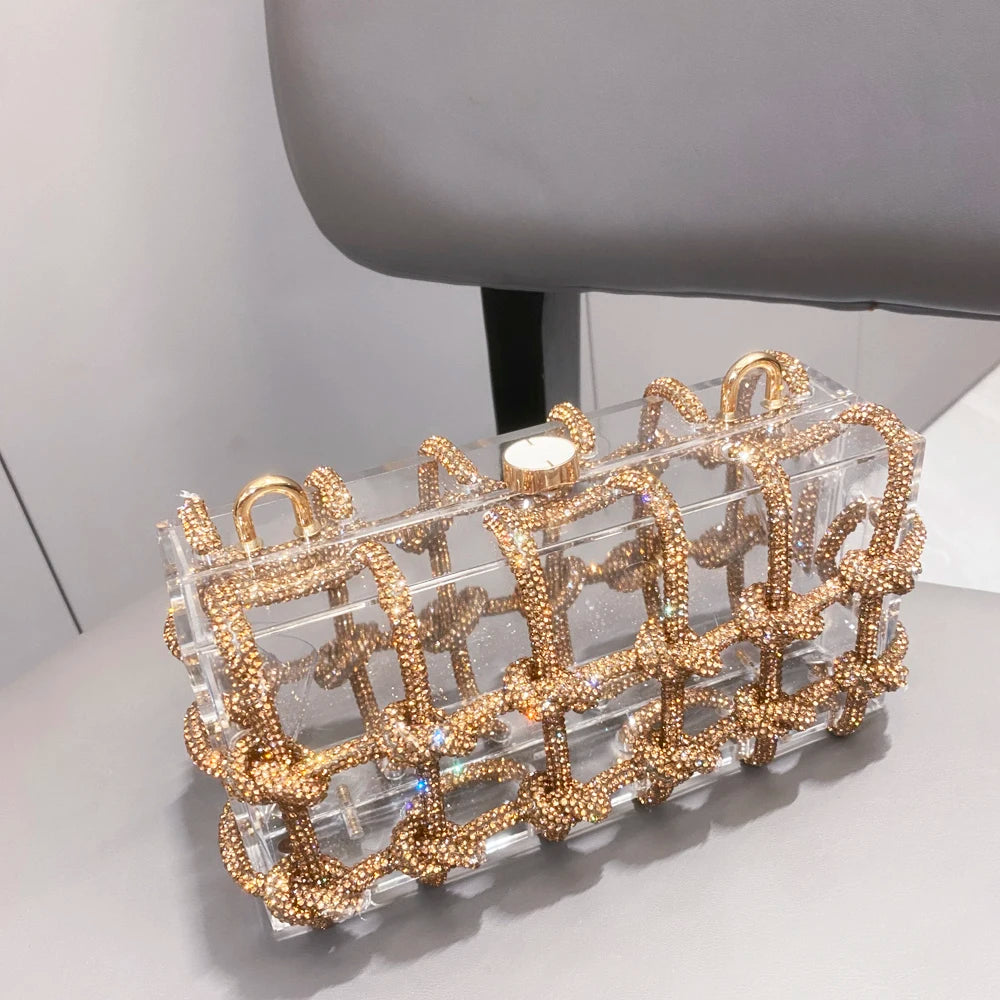 silver Crystal handmade Bag