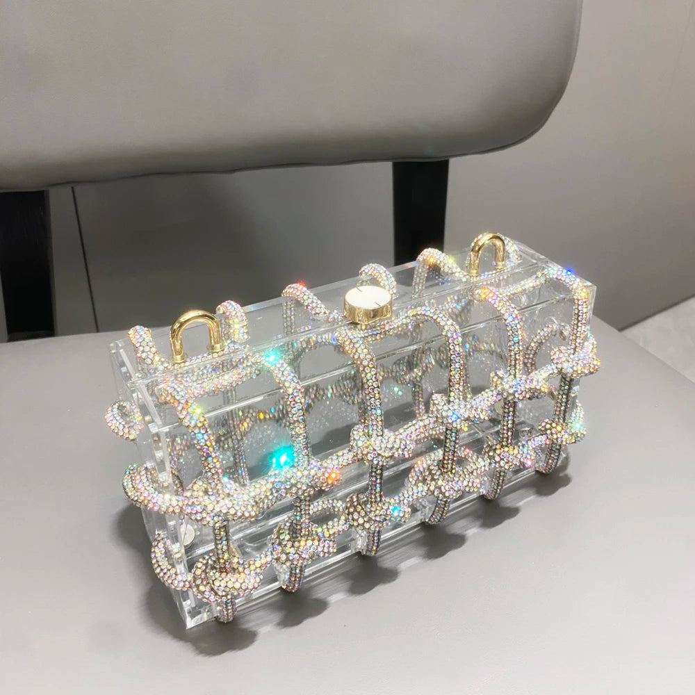 silver Crystal handmade Bag