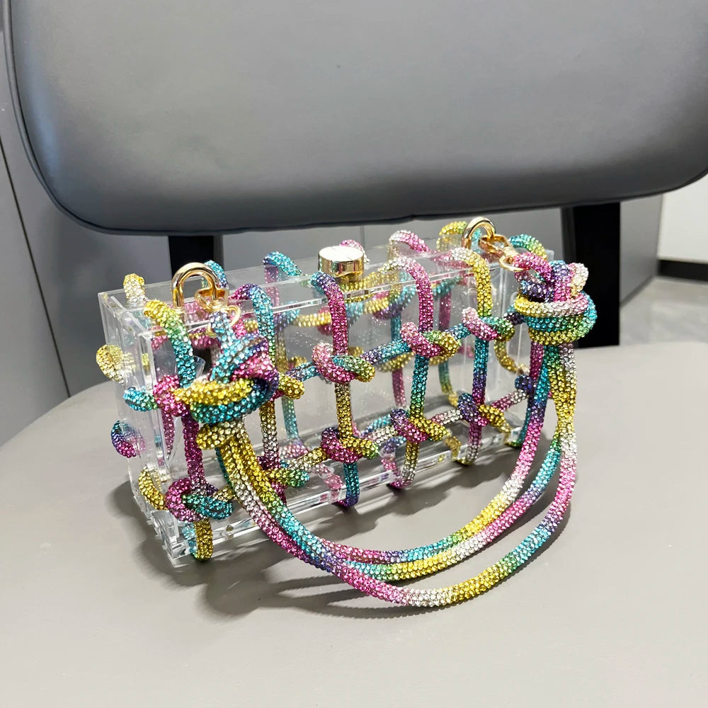 silver Crystal handmade Bag