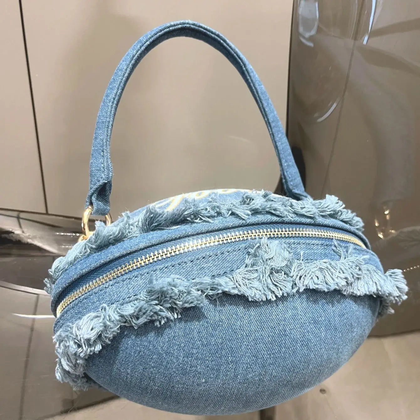 denim Ball shape Evening clutch Bag