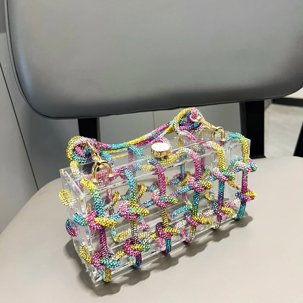 silver Crystal handmade Bag