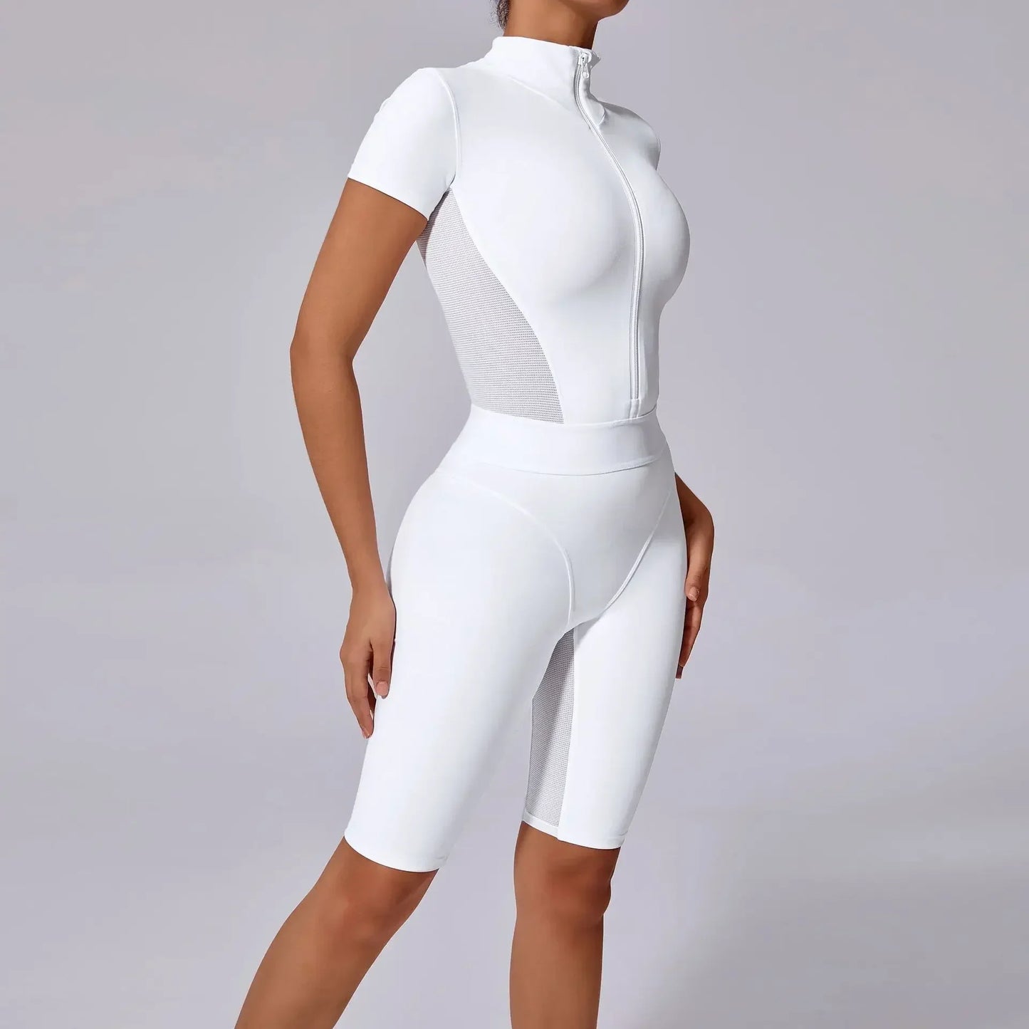 Hip-lifting Tights Short Sleeve Zipper Yoga Workout