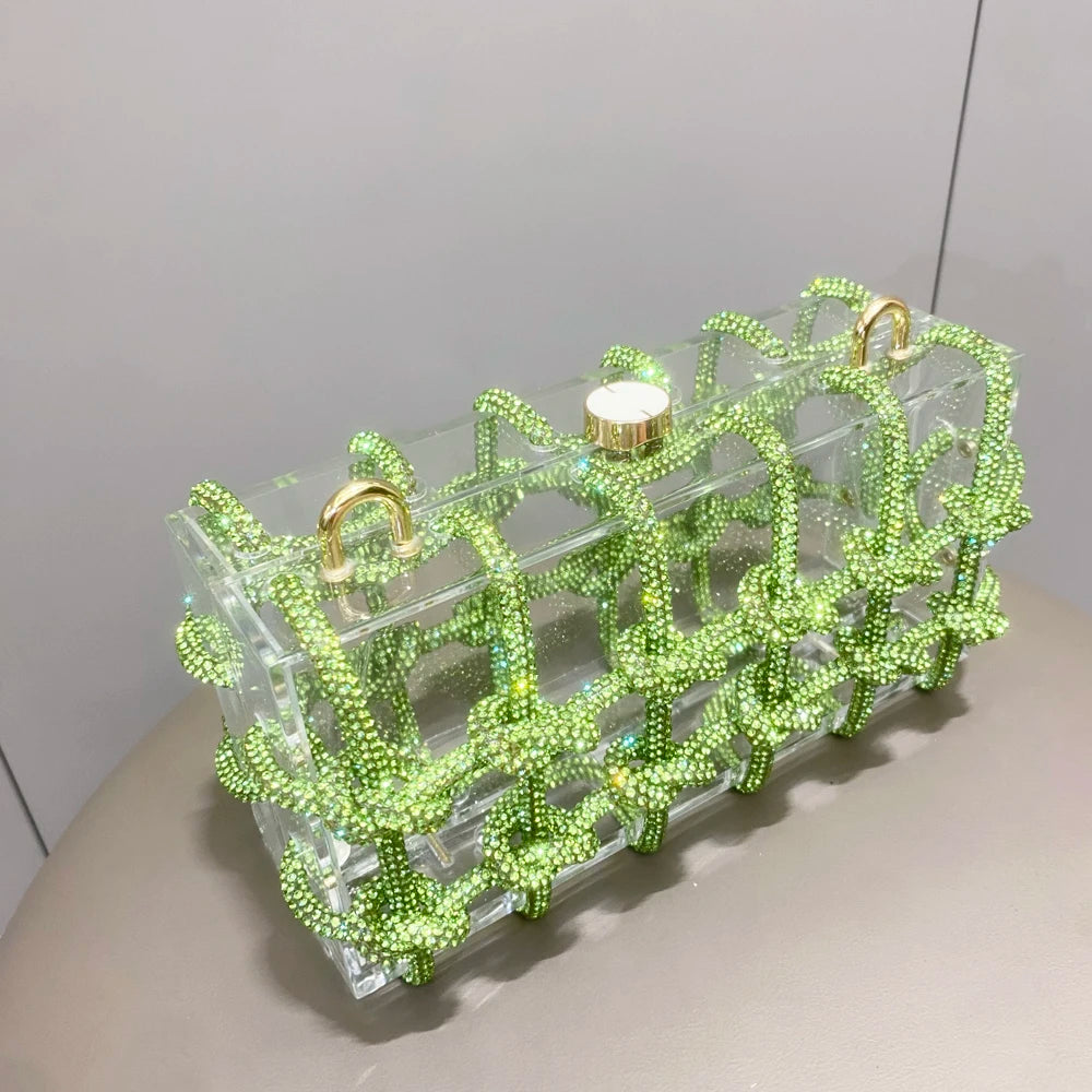 silver Crystal handmade Bag