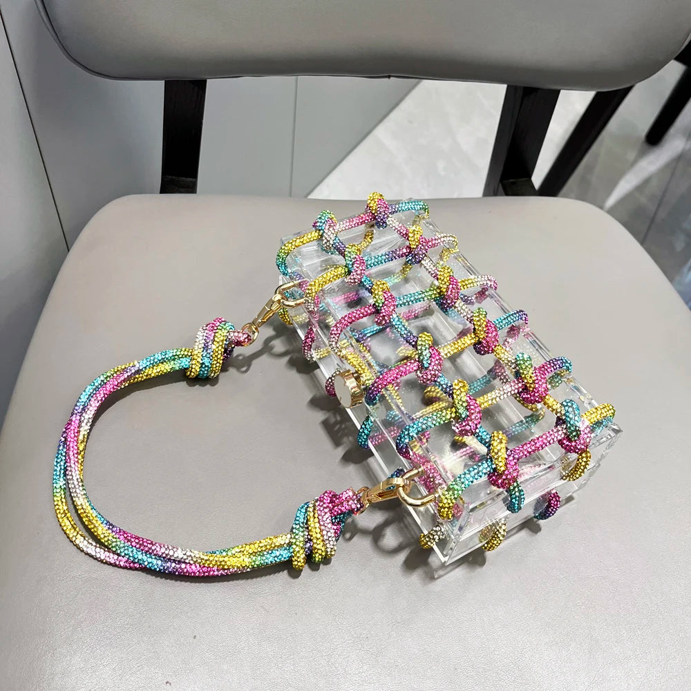 silver Crystal handmade Bag