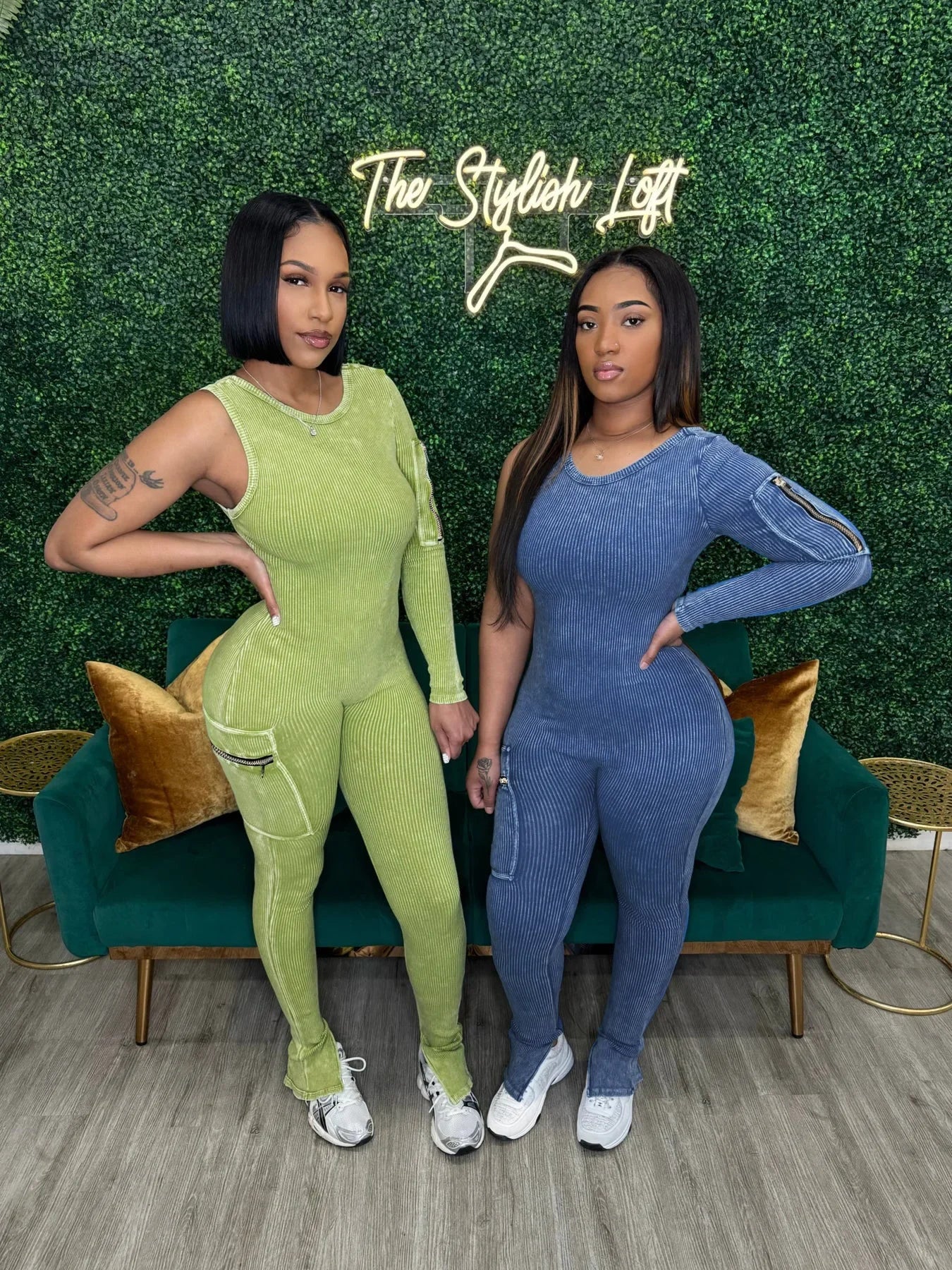 Pocket Single Sleeve Pickling Old Skinny Jumpsuit