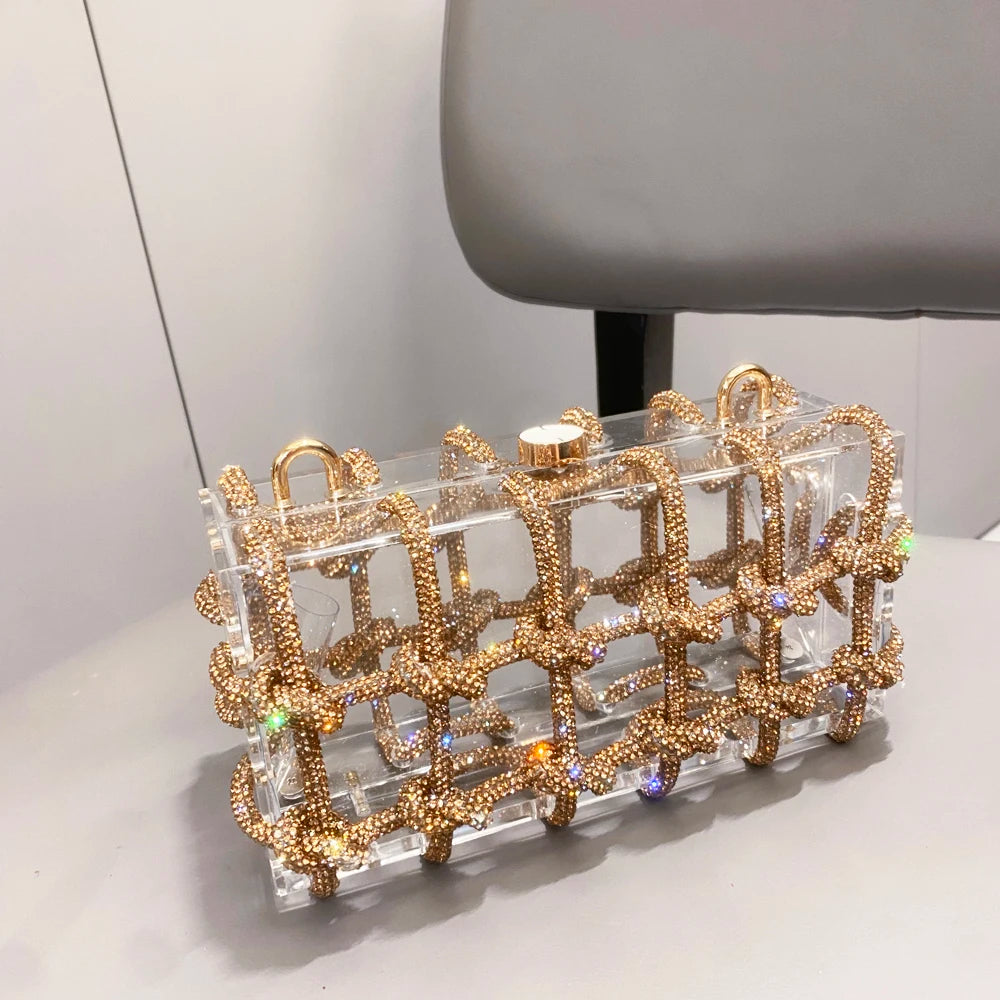 silver Crystal handmade Bag