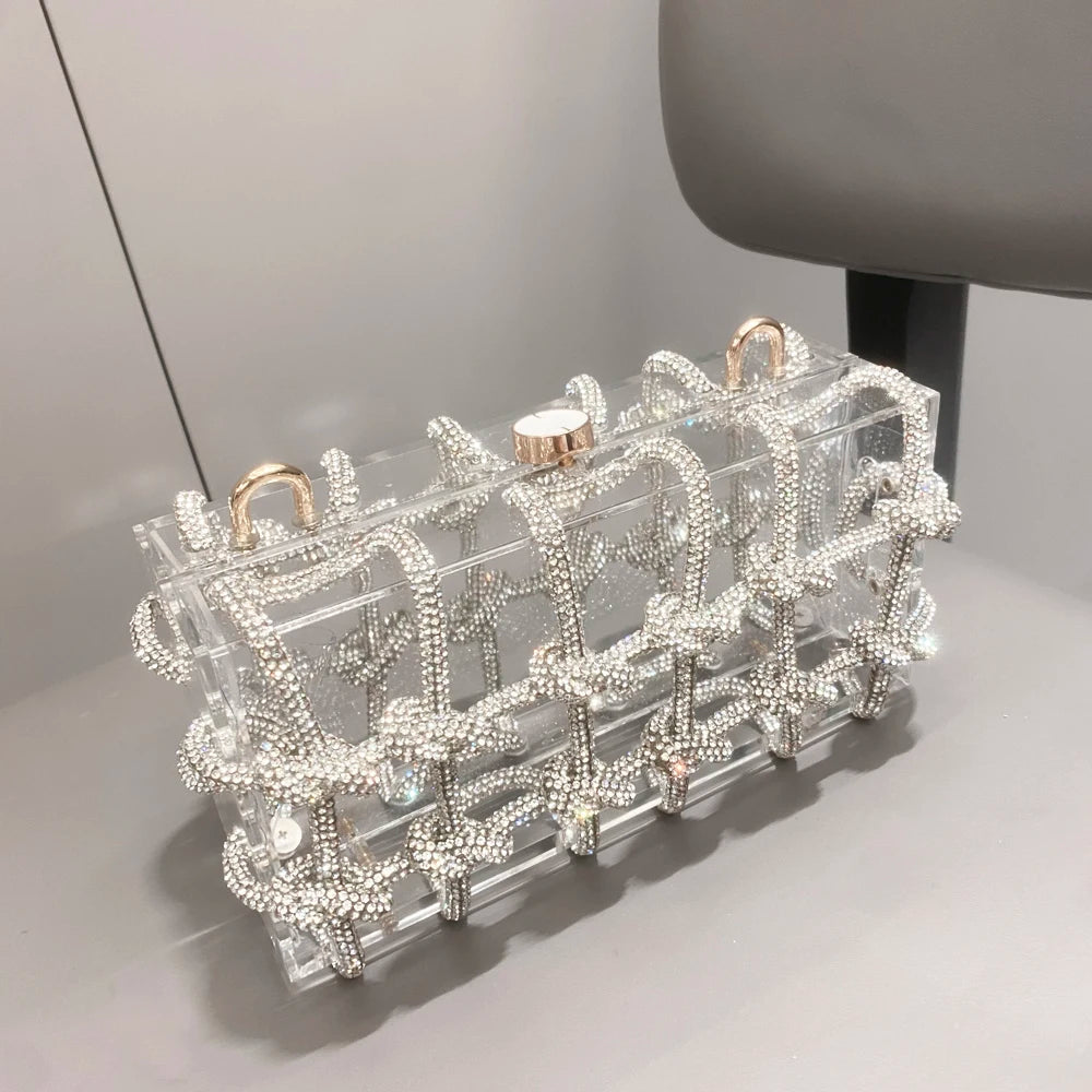 silver Crystal handmade Bag