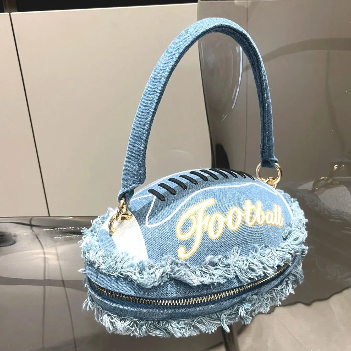 denim Ball shape Evening clutch Bag