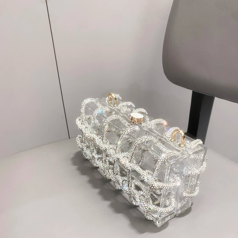 silver Crystal handmade Bag