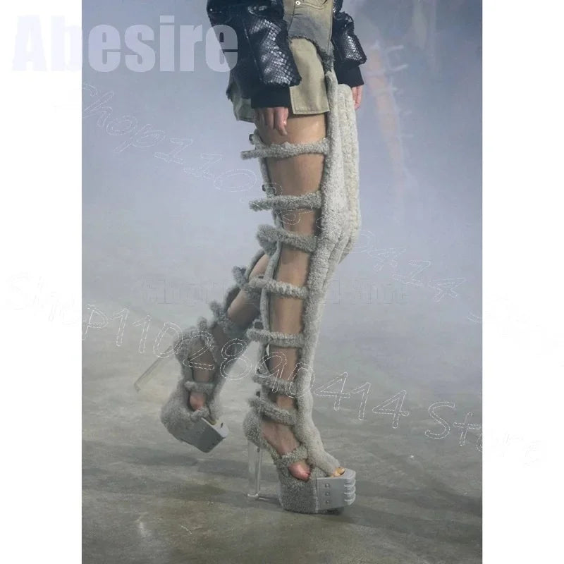 Chunky High Heels Party Runway